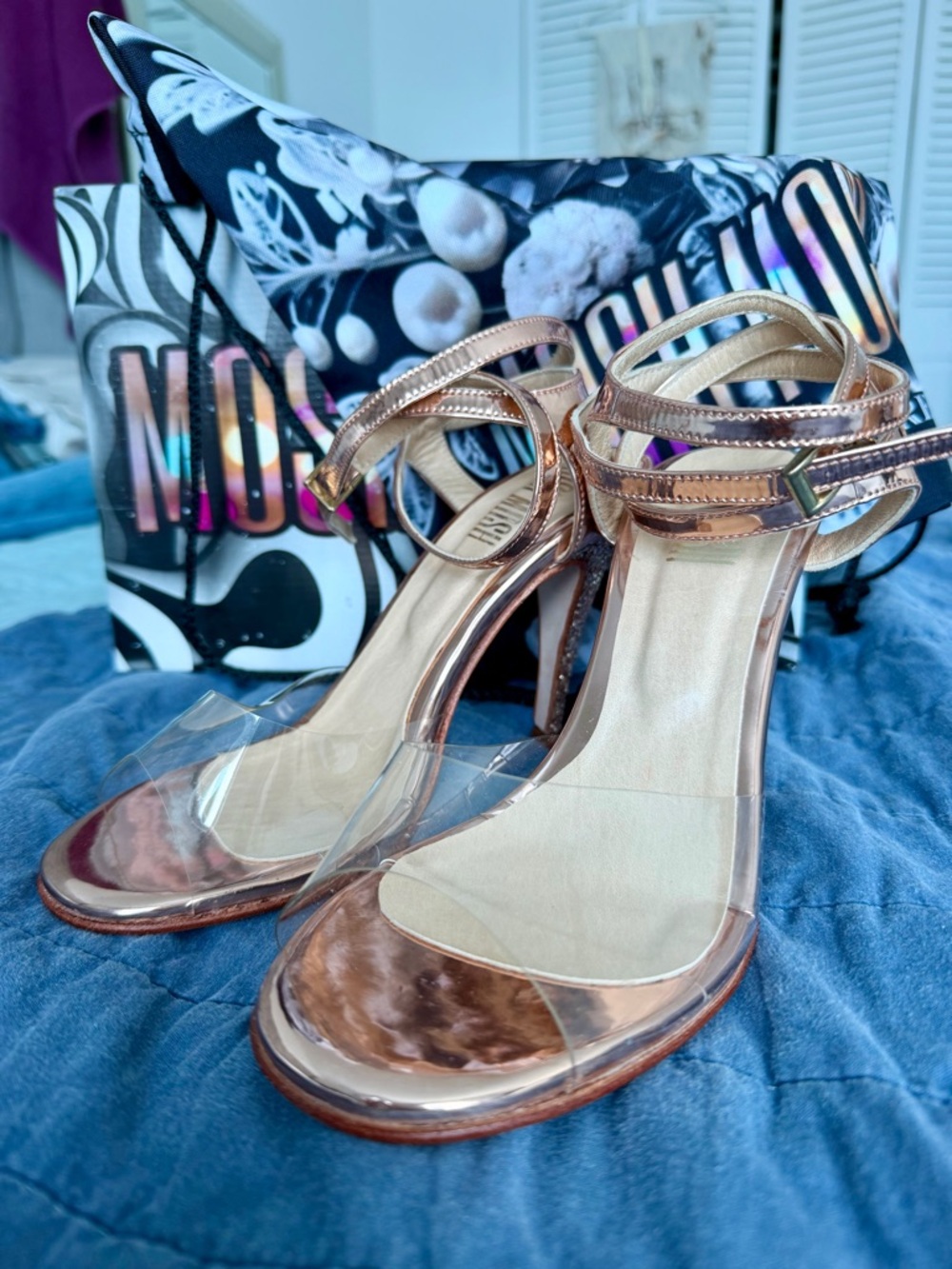 New Rose Gold Mosh Mosh Women's Tango Dancing Shoes Strappy Clear Size 8